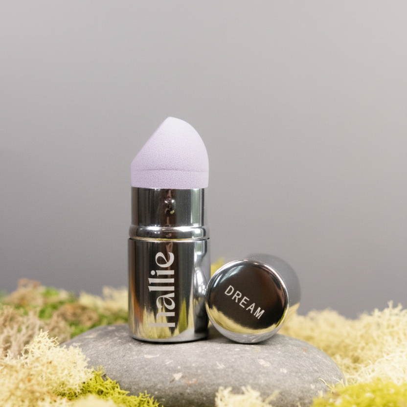 Hallie Compact Covered Angled Makeup Sponge - travel-friendly beauty sponge